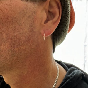 Herren Creolen ~ Silber Ohrring ~ Gold Ohrring ~ Handgemacht in Sterling Silber oder 14k gold fill ~ sicher ~ leicht ~ angenehm ~ angenehm zu tragen