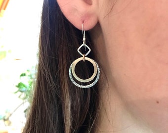 Large circle earrings ~ sterling silver ~ bronze ~ handmade sleeper hoop~ 14k gold fill ~ Amrita