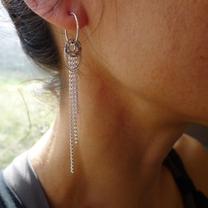 Amrita Earrings ~ oval ~ with Silver Fringe