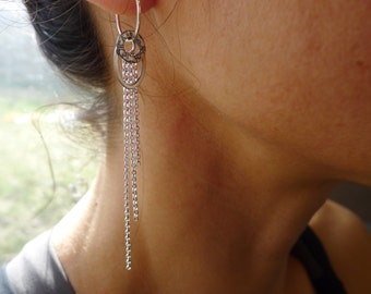 Oval Fringe earrings ~ sterling silver ~ mixed metal ~ bronze