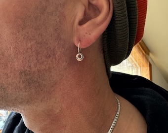 Men’s hoop earring ~ silver ear hoop ~ mixed metal mens earring ~ sterling silver ~ bronze ~ unisex hoop earring ~ Myles earrings the circle