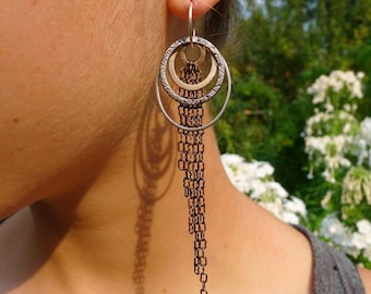 Amrita Earrings ~ Peacock ~ with Brass Fringe