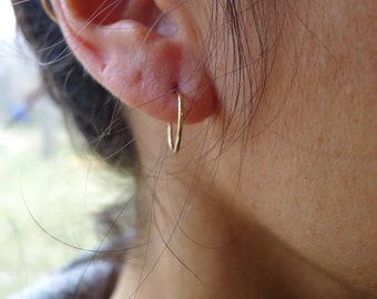 Silver Ear Hoop ~ handmade sterling silver or 14k gold fill ~ secure ~ light ~ comfortable ~ leave in all the time