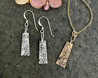 Dogwood Earrings ~ necklace ~ sterling silver flower ~ gold fill ~ mixed metal charms