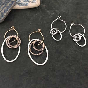 Oval Amrita Earrings ~ loose rings on hoop ~ loose ring earrings
