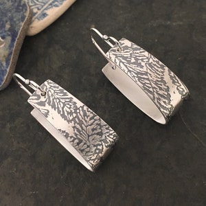 Fern leaf hoop earring ~ sterling silver ~ 14k gold fill
