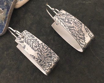 Fern leaf hoop earring ~ sterling silver ~ 14k gold fill