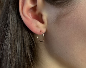 Gold earring wire ~ handmade sterling silver ~ 14k gold fill hoops ~ secure  ~ light ~ comfortable ~ leave in ~ new pierced ears
