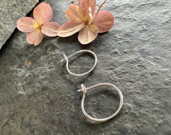 Handmade Hoops ~ sterling silver or 14k gold fill ~ secure  ~ light ~ comfortable ~ everyday leave in hoop ~ freshly pierced ears