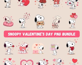 Paquete PNG de Snoopy Valentine, clipart (descarga digital)