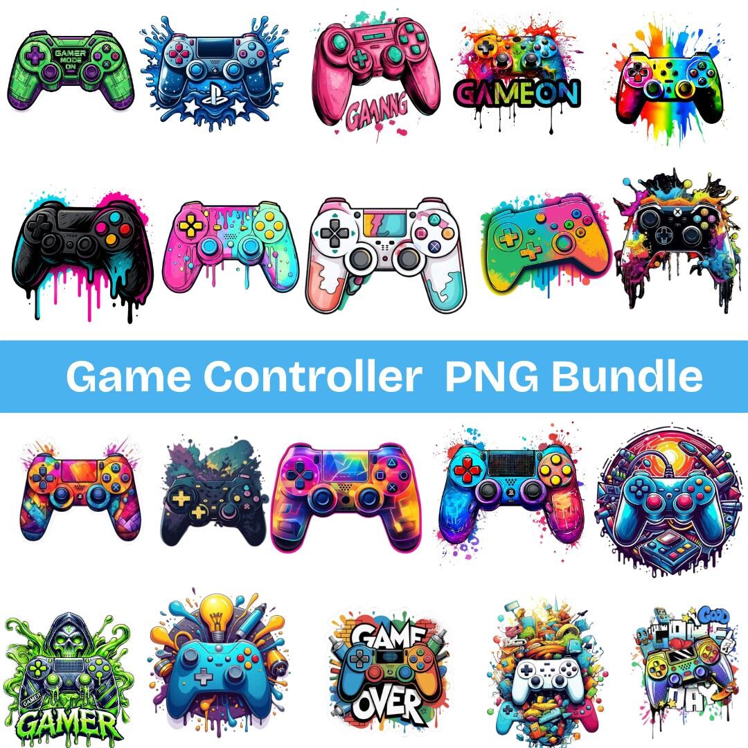 Game Controller Clipart PNG Bundle, Gamer Graphics (digital Download ...