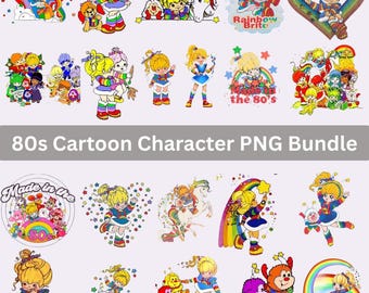 80s Cartoon Character PNG Bundle, Retro Clipart (Digital Download)