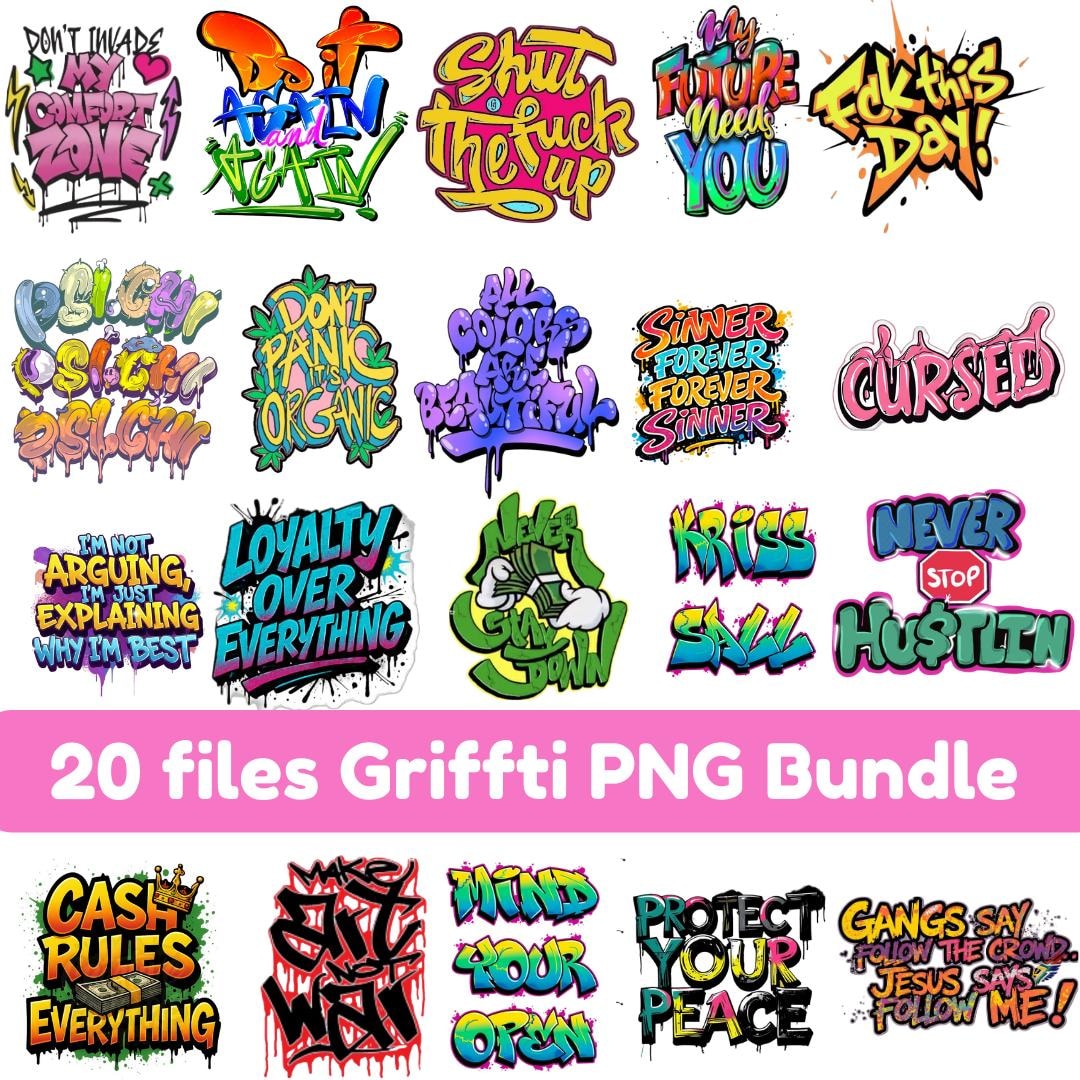 Street Graffiti PNG Bundle | Urban Art Graphics, Motivational Quotes ...