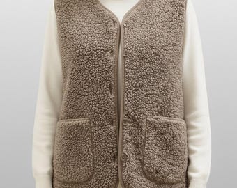Chaleco Sherpa suave para invierno, chaleco polar cálido, conjunto informal y acogedor para combinar con otras capas.