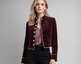 Blazer estilo militar para mujer, abrigo de inspiración vintage, ropa de mujer para otoño e invierno