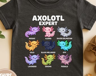 Axolotl Experte Kleinkind & Kinder Jugend T-Shirt, süßes Axolotl Grafik T-Shirt, Lerntier Shirt, lustige Wissenschaft Zoo Tier Liebhaber Shirt Geschenk