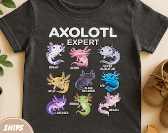 Axolotl Experte Kleinkind & Kinder Jugend T-Shirt, süßes Axolotl Grafik T-Shirt, Lerntier Shirt, lustige Wissenschaft Zoo Tier Liebhaber Shirt Geschenk