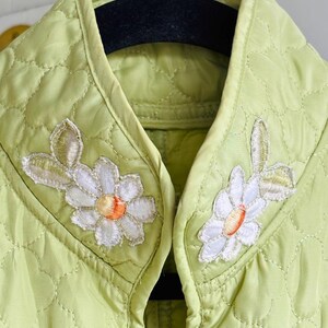 Coquette Daisy Quilted Jacket Embroidered Floral Upcycled Cottagecore Frog Closure Mandarin Collar Spring Coat Size XS/S
