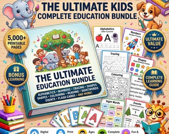5000+ Kids Educational Bundle & Preschool Curriculum | PLR MRR Printable Worksheets, Homeschool Learning Games, Kindergarten Activities
