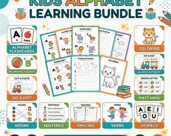 500+ Pages Kids Learning Bundle | Preschool & Kindergarten Worksheets | Alphabet Tracing, Coloring, Do a Dot | Homeschool Pre-K Printables