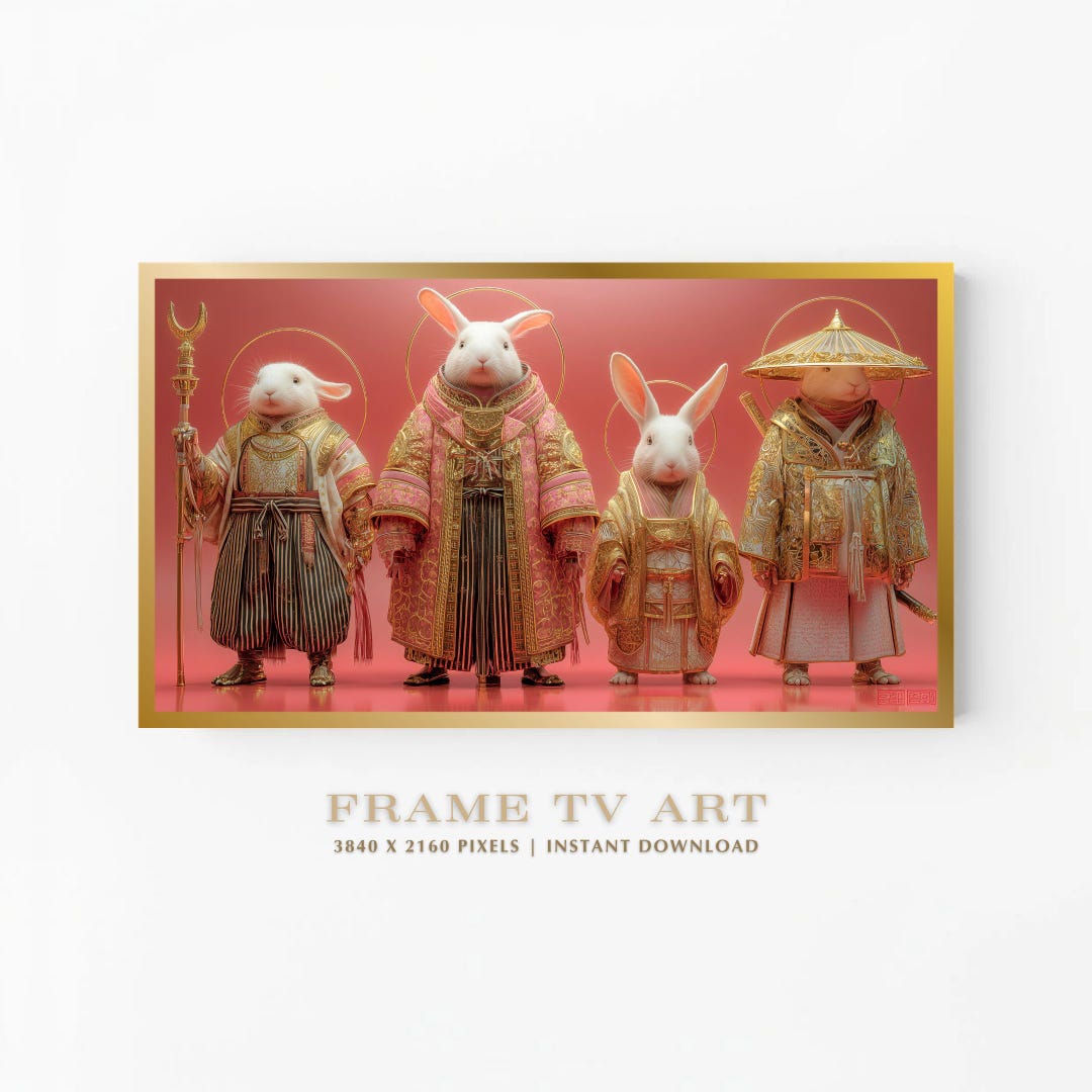 PINK: Imperial Samurai Bunny Frame TV Art | Ornate Easter Rabbit ...