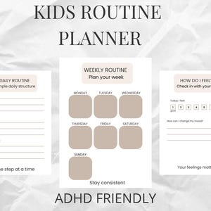ADHD Kids Routine Planner | Daily Schedule, Executive Functioning Chart (Editable Canva)
