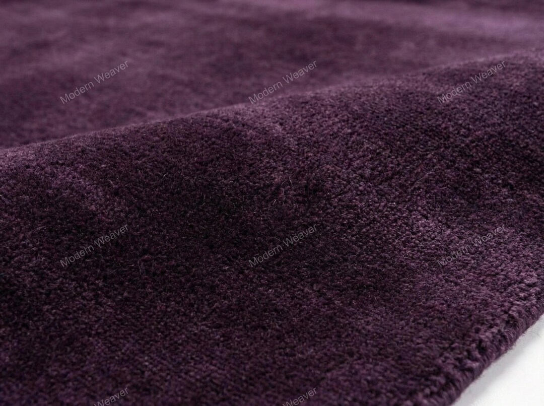 Hand Tufted Wool Rug | Deep Purple Solid Color, Modern Style Carpet - Etsy