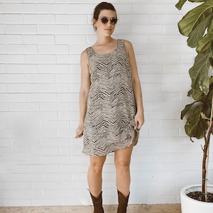 Vintage 90s Leopard Print Mini Dress Gauzy Swing Mini Dress