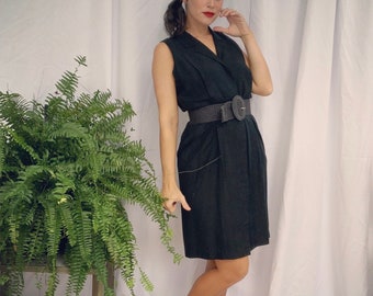 Vintage 90s Black Silk Backless Dress
