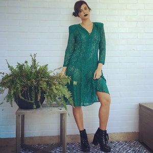 See Through Dress / Lace Dress / 90s Dress / Long Sleeve Dress / 90s Skater Dress