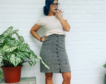 60s Tweed Pencil Skirt: Vintage High Waisted Aline Skirt