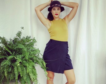 Vintage 90s Silk Wrap Skirt High Waisted Mini