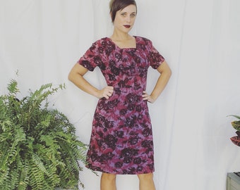 Vintage 90s Purple Dress Floral Sundress Mini Shift