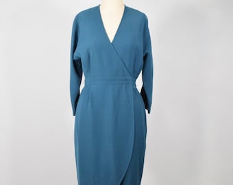 Vestido cruzado vintage de los años 90, vestido de cóctel de noche con cuello en V