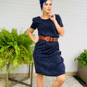 Vintage 90s Embroidered Paisley Dress Dress Navy Blue