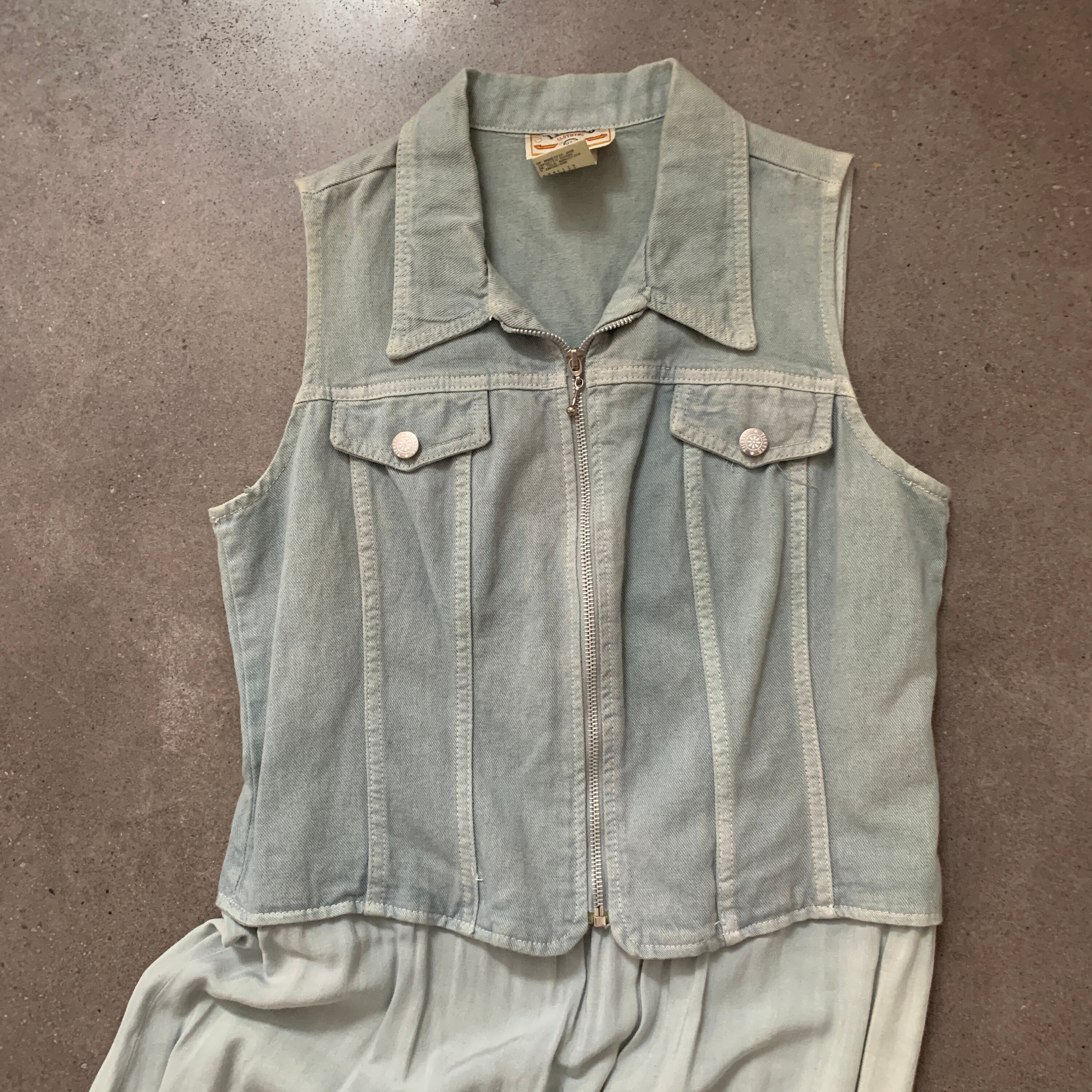 chinese dress ladies Long Denim Vest/Dress, Medium Blue M