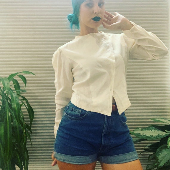 Victorian Blouse Vintage 70s Blouse White Linen Pe