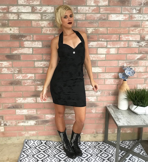 Vintage 90s Black Gothic Prom Homecoming Mini Part