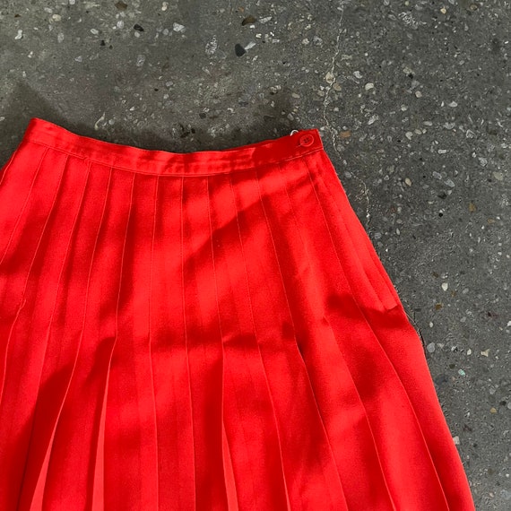 Vintage 70s High Waisted Skirt Red Wool Pleated P… - image 4