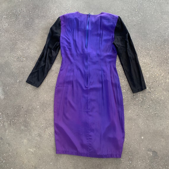 Vintage 80s Purple Dress Shoulder Pad Dress - image 6