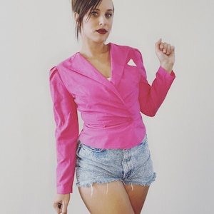 Vintage 80s Cropped Jacket Pink New Wave Blazer