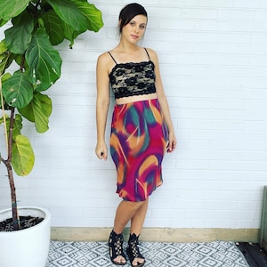 Y2K 90s Vintage High Waisted Chiffon Rave Cyberpunk Bias-Cut Skirt
