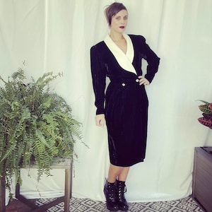 Vintage 80s Black Velvet Dress Goth Prom Dress