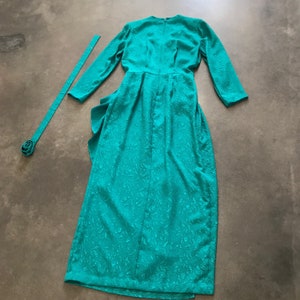 80s Prom Dress / Vintage Prom Dress / Maxi Wrap Dress / Green Dress image 5