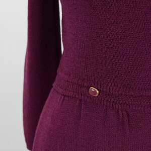 St John Vintage 70s Sweater Dress Magenta Wool Knit Long Sleeve Wrap image 3