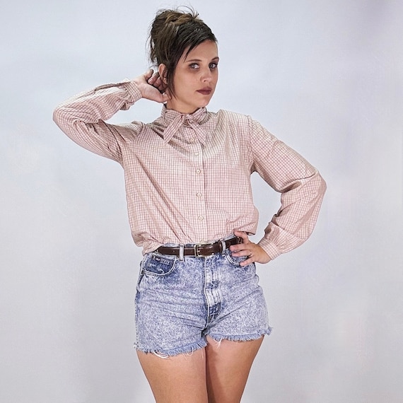 Vintage 70s 80s Plaid Tie-neck Button Down Western Blouse Long Sleeve -  Etsy UK