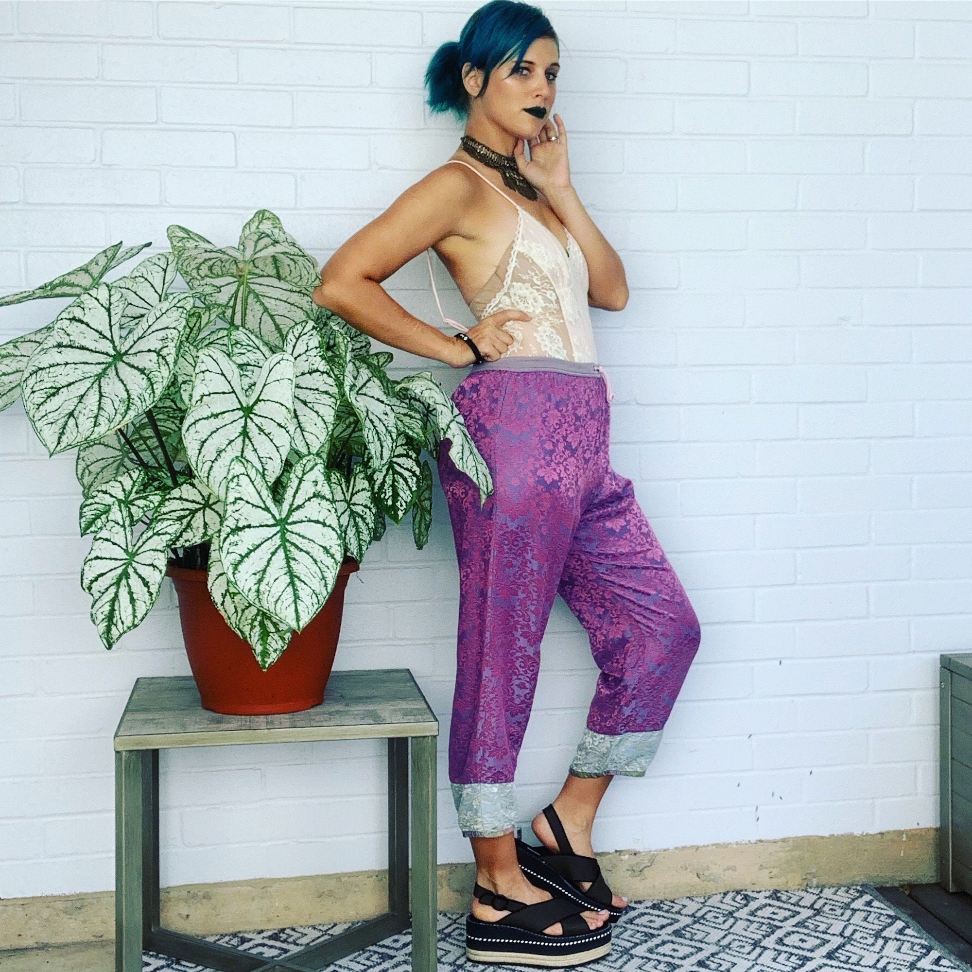 Chinese Pants / Oriental Print / Silk 
