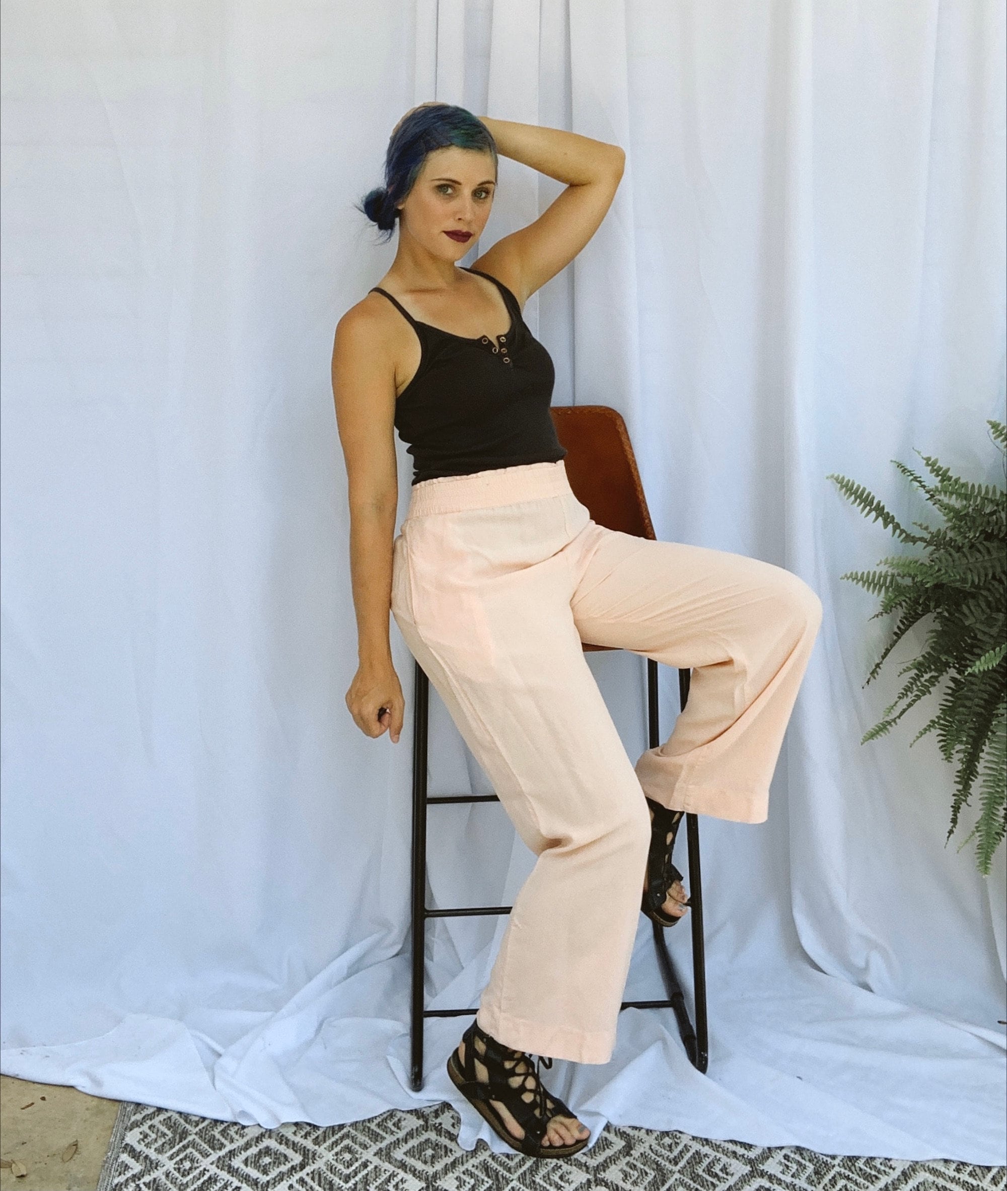 Vintage 90s Wide Leg Pastel Pink Silk Pants - Etsy