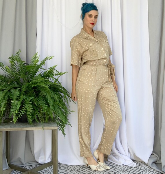 90s Vintage Liz Claiborne Polka Dot Patterned Jumpsuit - Etsy