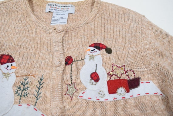 Vintage Ugly Christmas Sweater 90s Snowman Xmas T… - image 4